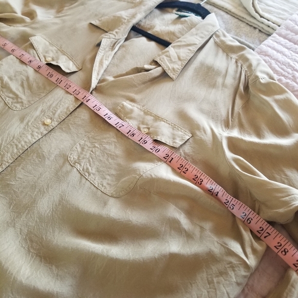 Lauren Ralph Lauren | 100% Silk Long Sleeve Button Down Shirt - Picture 5 of 7